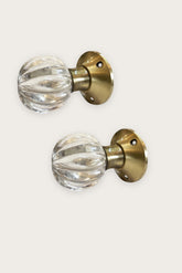 Laura Ashley Vivien Glass Mortice Knob Pair Antique Brass